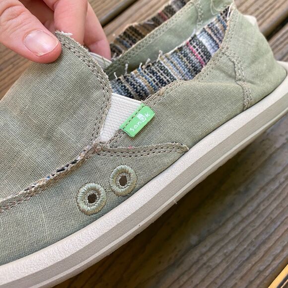 Sanuk Donna Hemp Side Walk Surfer Slip-Ons Women's 7 Color Green - Picture 2 of 6